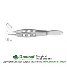 McPherson Suture Tying Forcep Angled - 1 x 2 Teeth with Tying Platform Stainless Steel, 10 cm - 4" Tip Size 0.4 mm